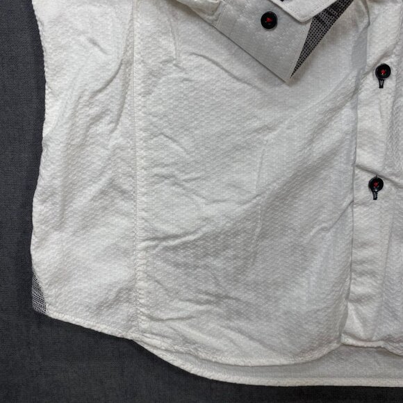 A21 Mens XL White Textured Long-Sleeve Button-Up Shirt W/ Contrast Accents - Picture 7 of 11